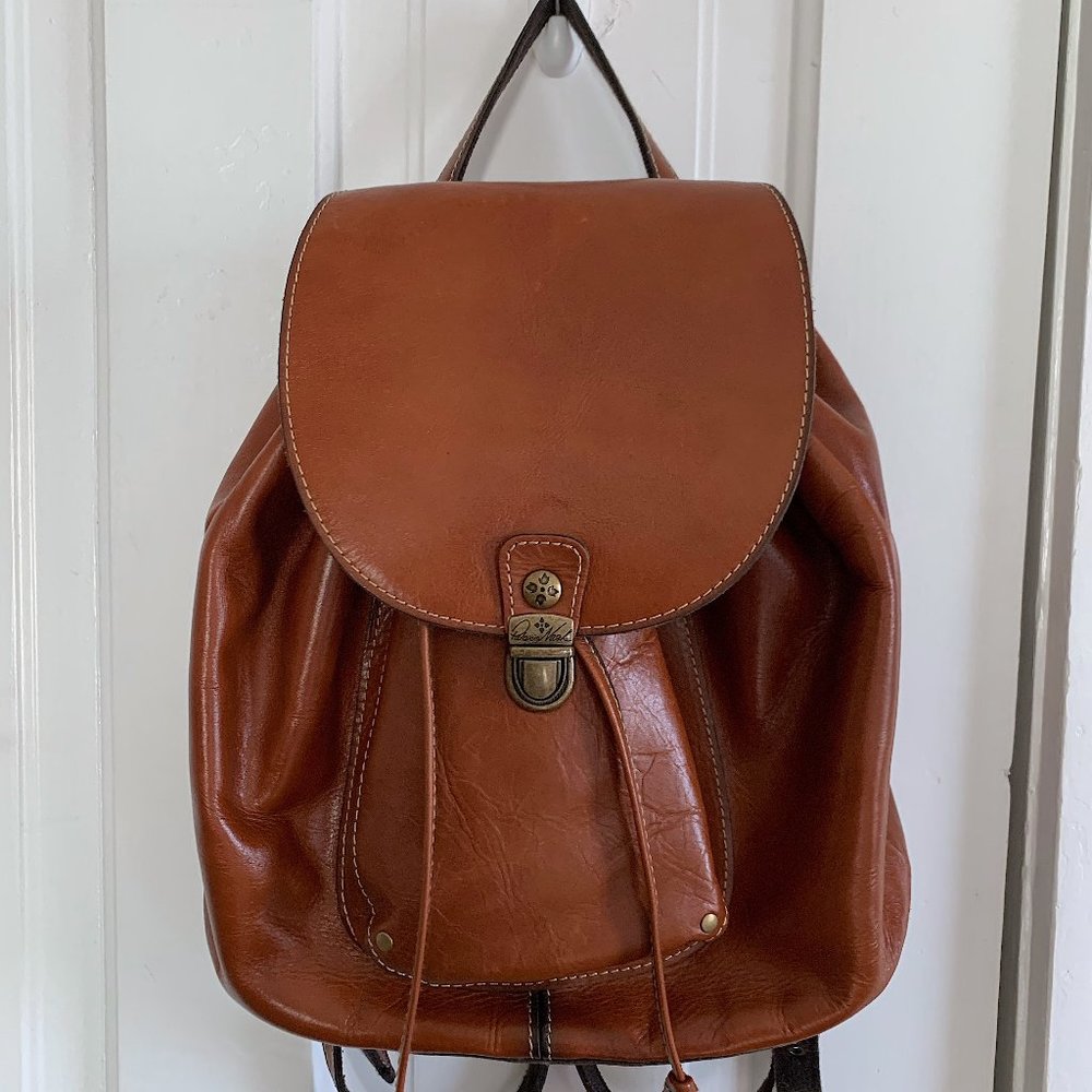 Patricia Nash Cognac Brown Casape Leather Travel Backpack NOT FOR SALE